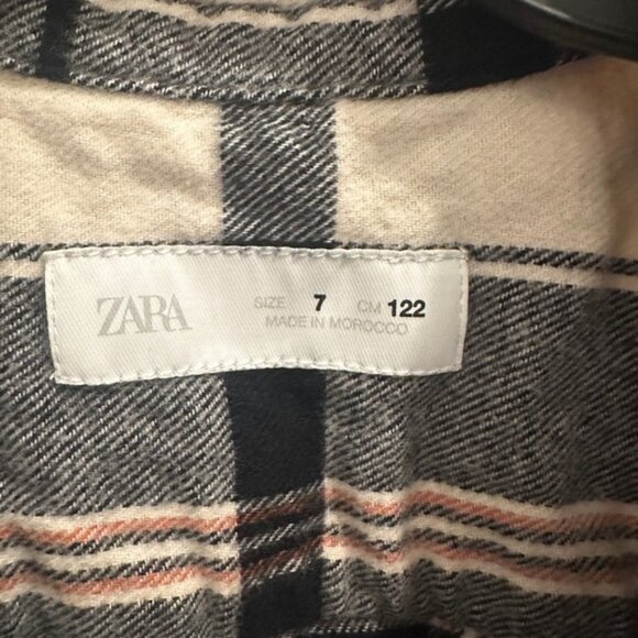Zara Kids Toddler Black White Red Plaid Flannel Button Down Shirt Size 7 - Picture 6 of 7